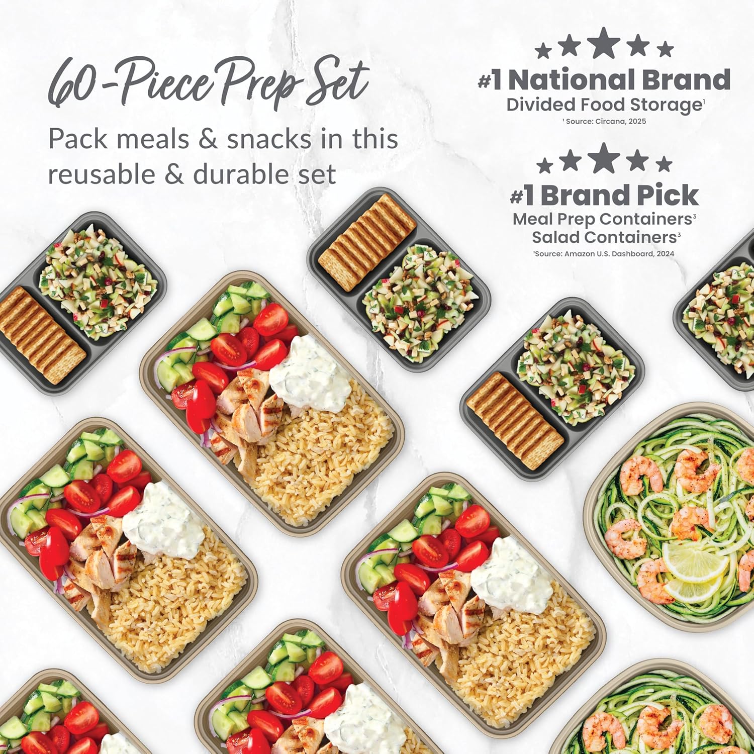 Prep 60-Piece Variety Meal Pre – обзор и цена Food Prep Snacks
