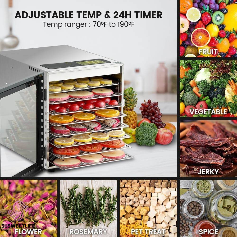 500W 8-Tray Large Capacity Foo – обзор и цена Food Dehydrator Snacks