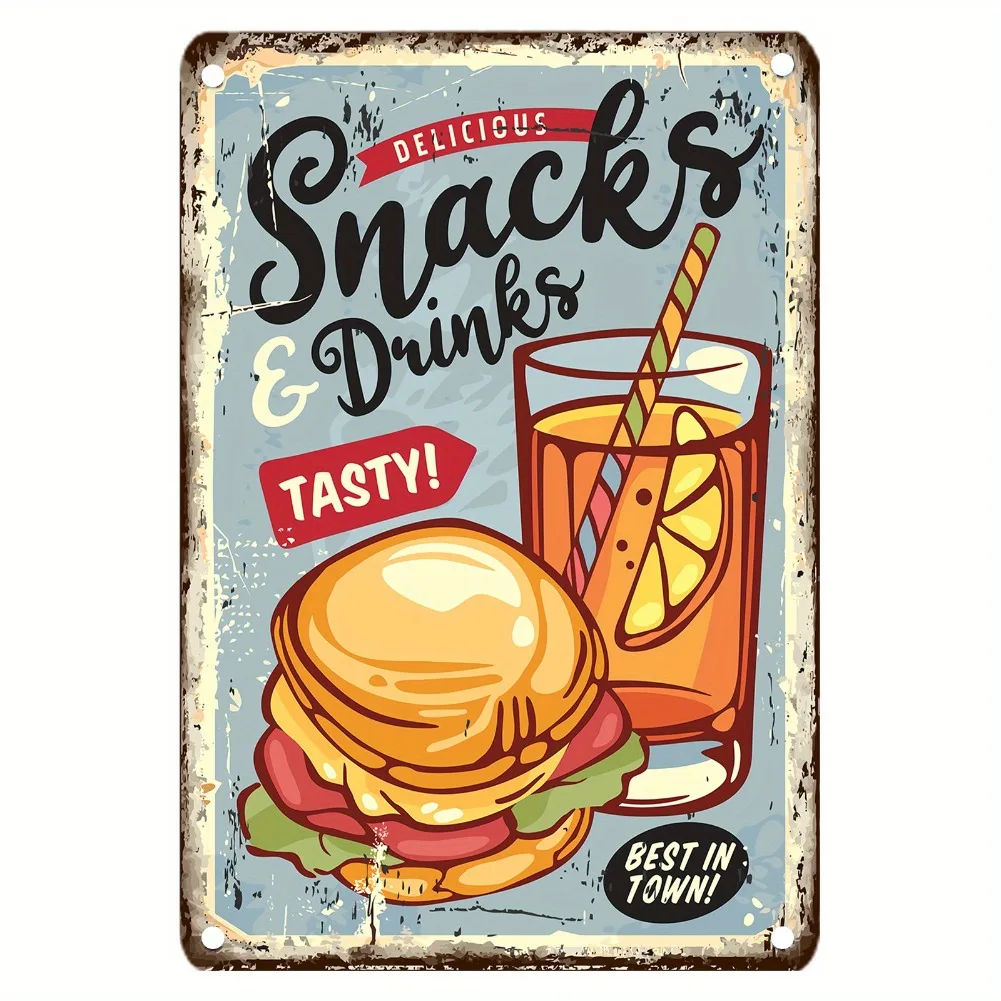 Vintage Food Metal Sign, 12x8  – обзор и цена Food Snacks With Iron